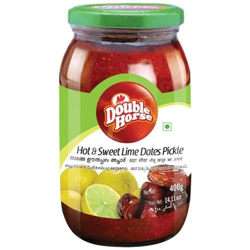 Hot & Sweet Lime Dates Pickle - Double Horse - 400g